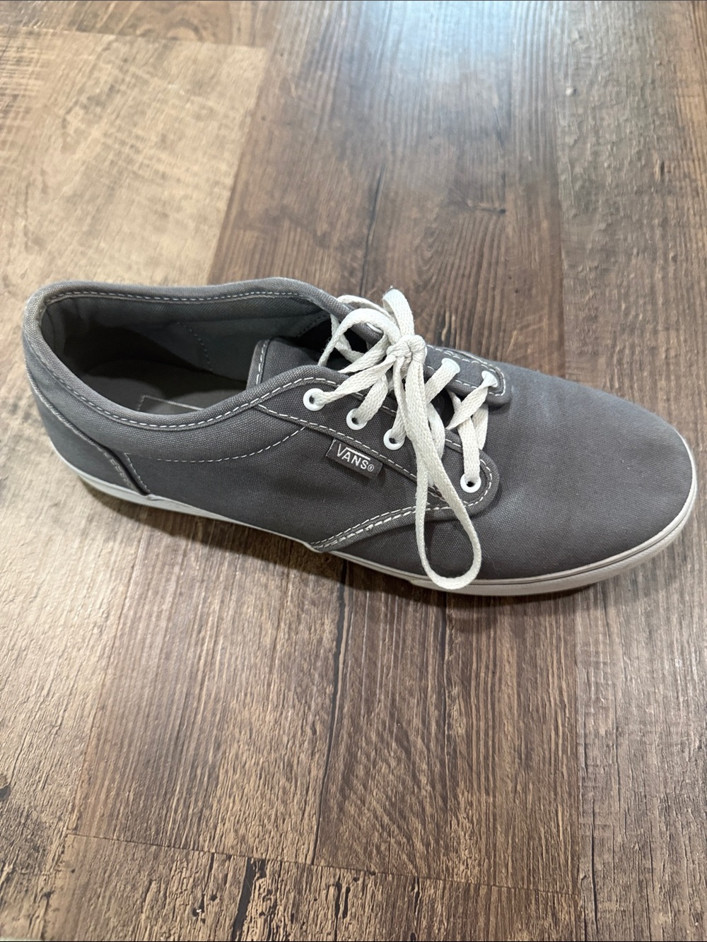 Vans Women's Gray Canvas Low-Top Sneakers with White Laces